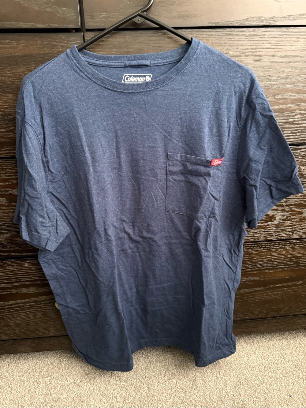 Coleman Navy Pocket Tee with Small Red Logo